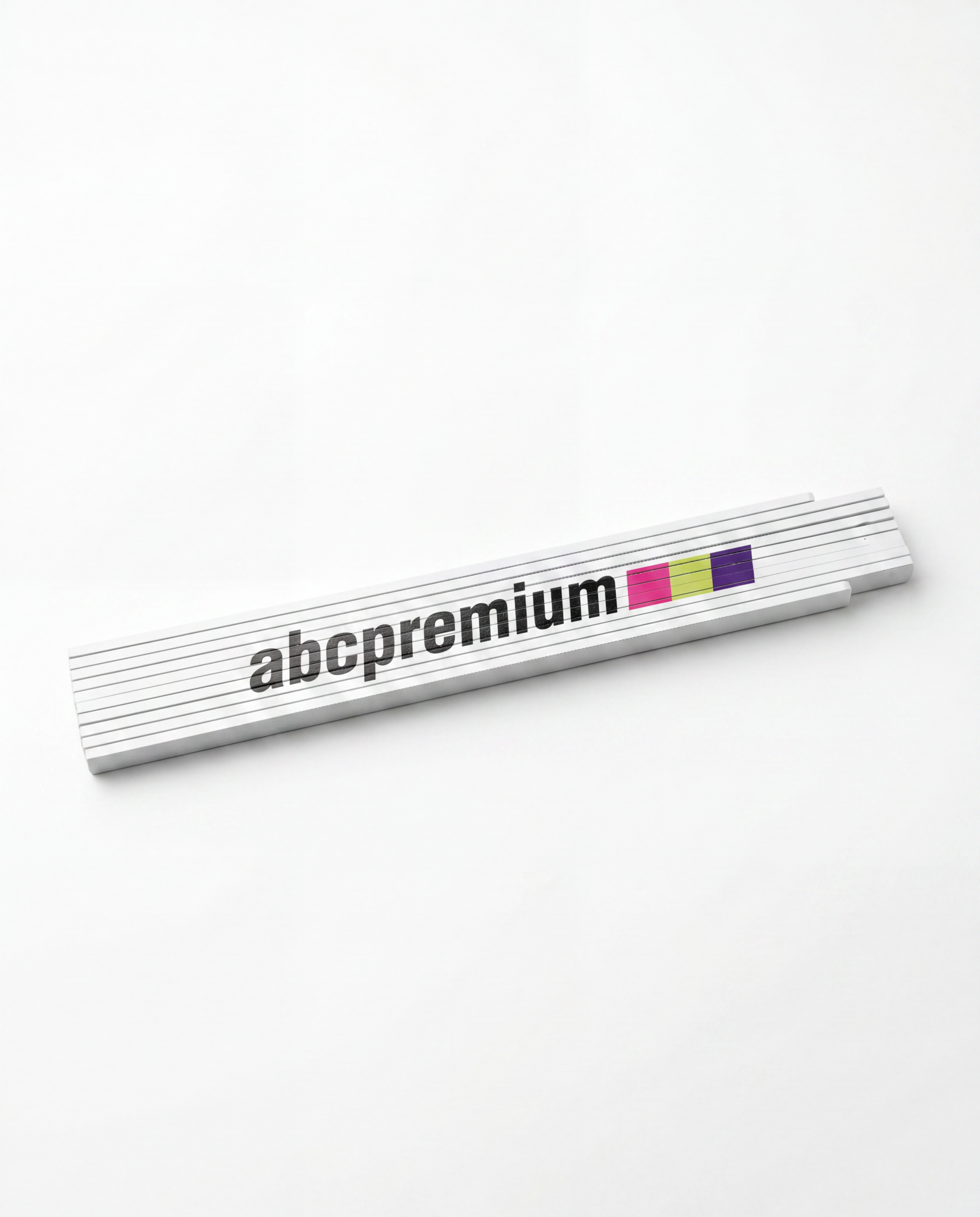 UV-Druck Bruchsal – bedruckter Zollstock mit abcpremium Logo