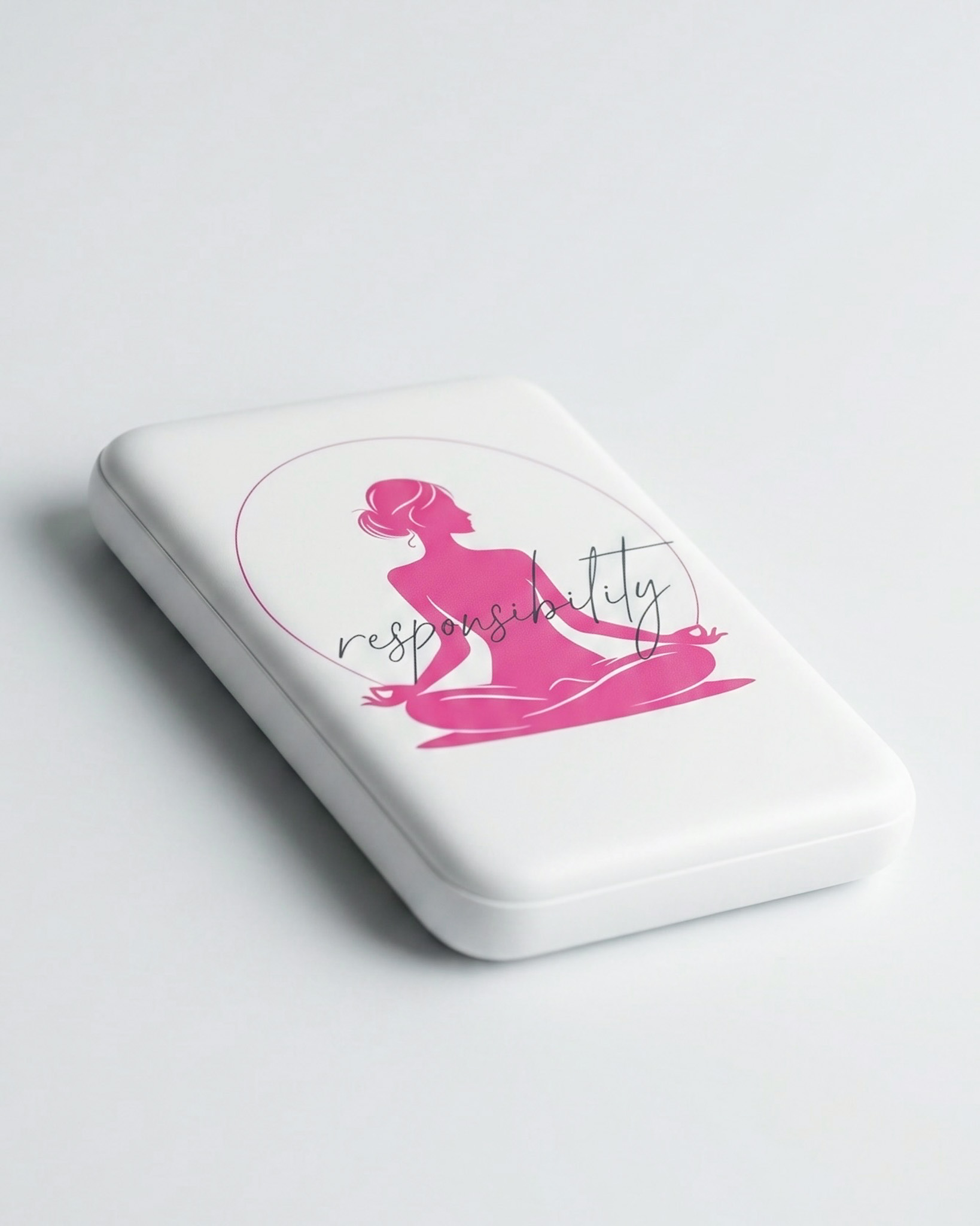 UV-Druck Bruchsal – bedruckte Power Bank mit Yoga-Motiv