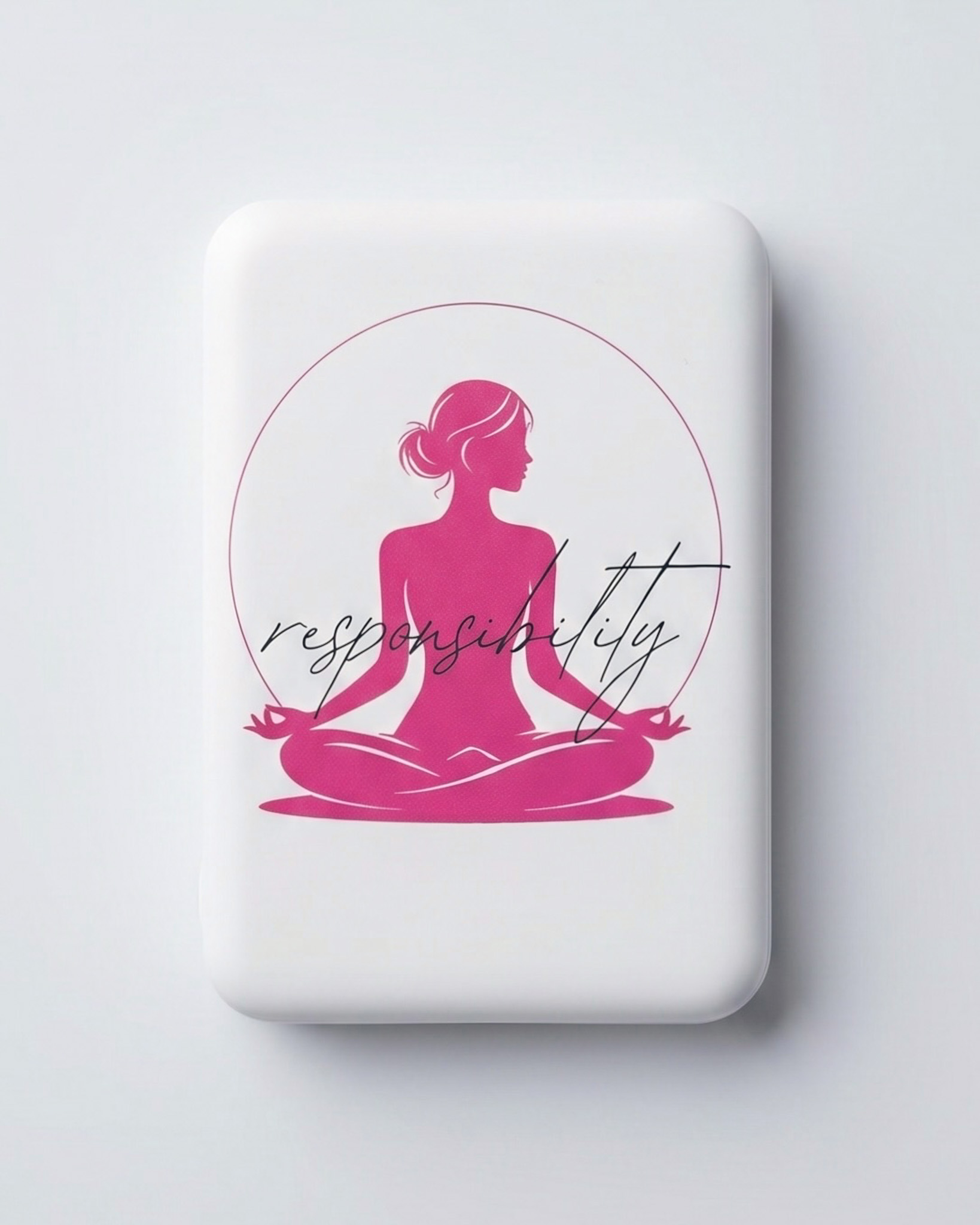 UV-Druck Bruchsal – bedruckte Powerbank mit Yoga-Motiv UV Druck